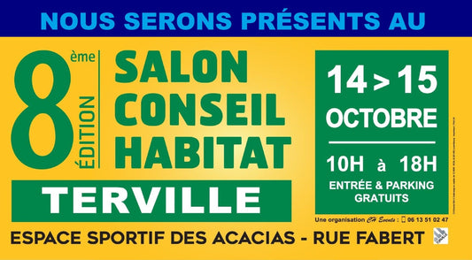 Stand Blanche Matériaux Nobles au Salon Conseil Habitat à Terville 2023 – Carrelage haut de gamme et designs exclusifs.