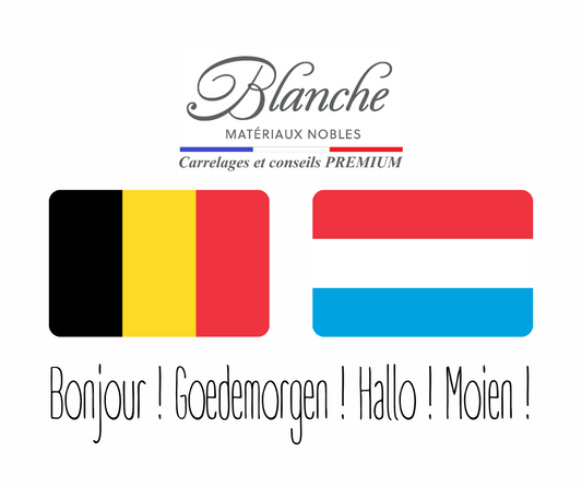Livraison de carrelages haut de gamme au Luxembourg et en Belgique grâce à Blanche Matériaux Nobles et GEODIS.
