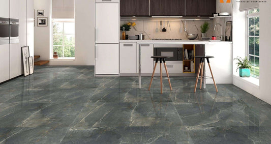 Carrelage sol/mur effet marbre gris brillant Arch Gri l.60 x L.120 cm