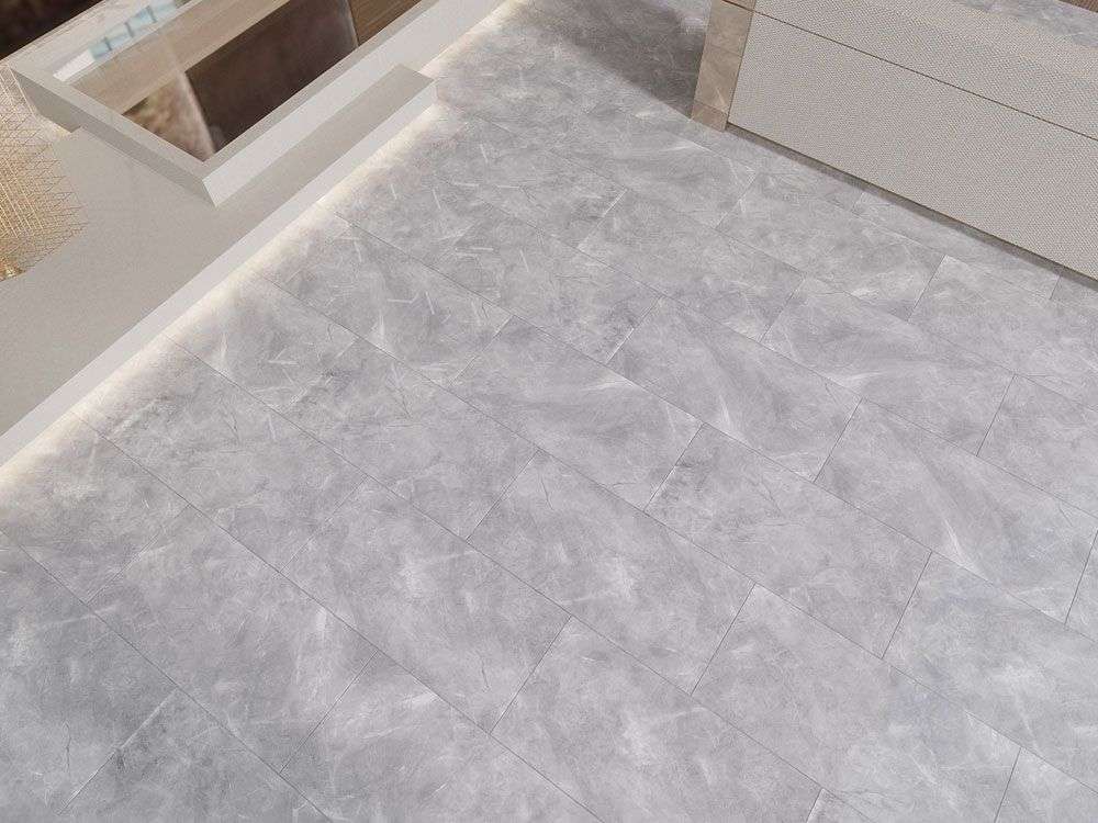 Carrelage sol/mur effet marbre gris mat Pulpis Grey l.60 x L.120 cm - Blanche Matériaux Nobles