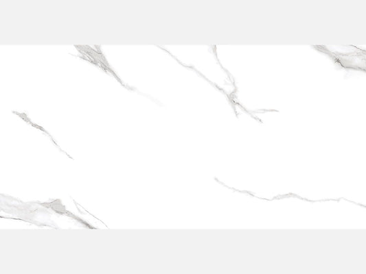 Carrelage sol/mur effet marbre blanc brillant Statuario Goya l.60 x L.120 cm Blanche Matériaux Nobles