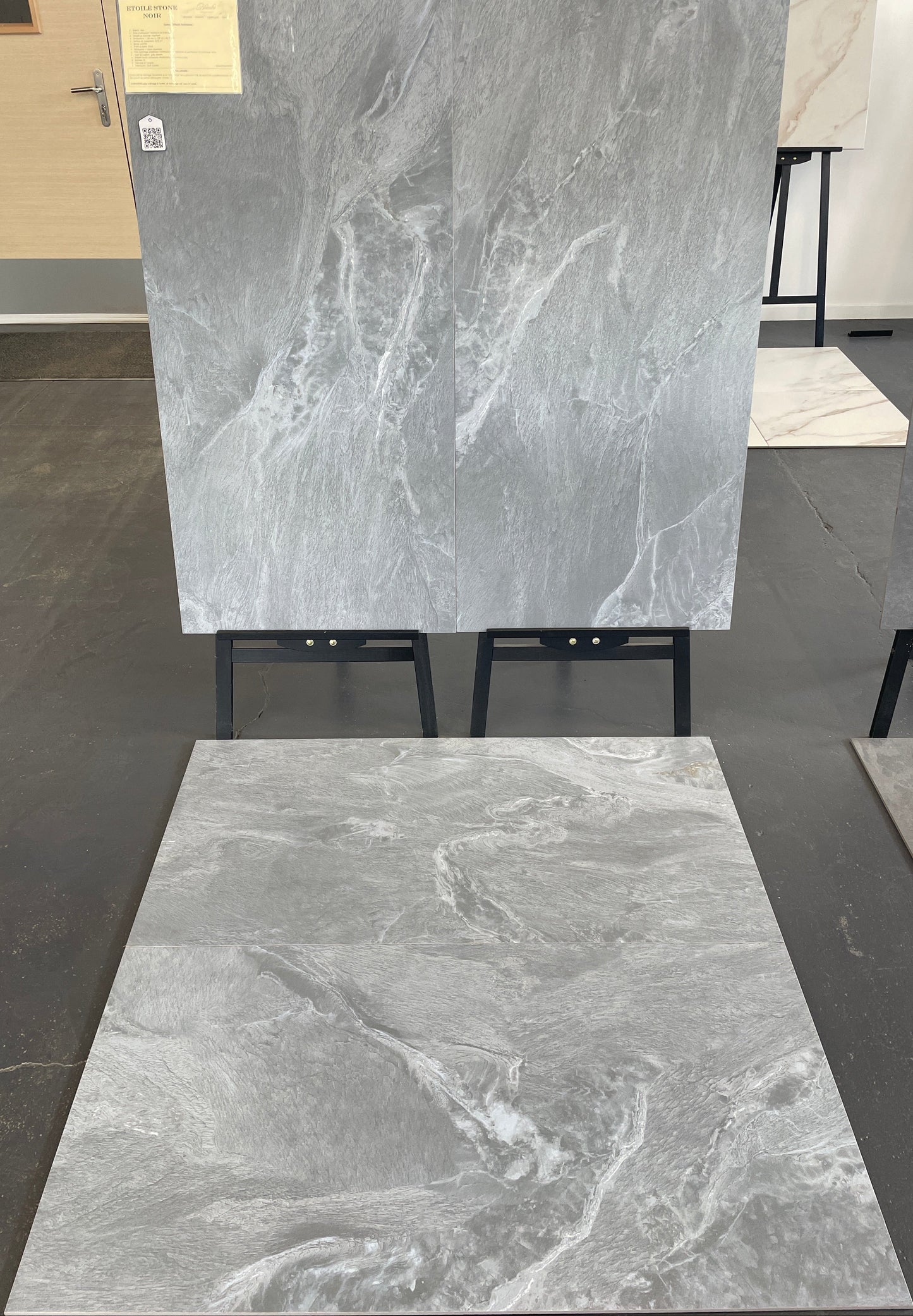 Carrelage sol/mur effet marbre bleu mat Etoile Stone Noir l.60 x L.120 cm