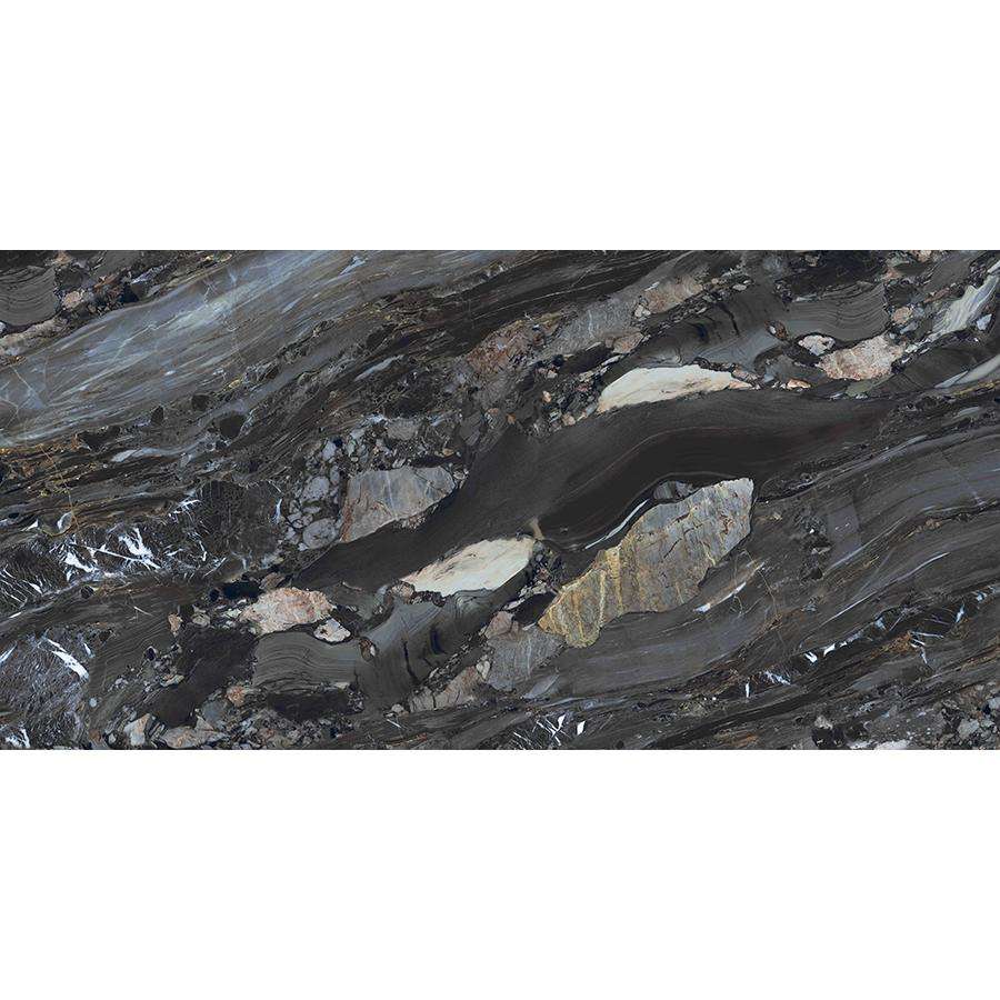 Carrelage sol/mur effet marbre noir brillant Arion l.60 x L.120 cm - Blanche Matériaux Nobles